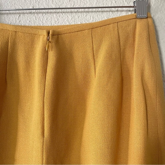 Sassco Classic 100% Wool Pencil Skirt Women’s 6 Petite Yellow Lined Pleated Slit - Picture 7 of 14